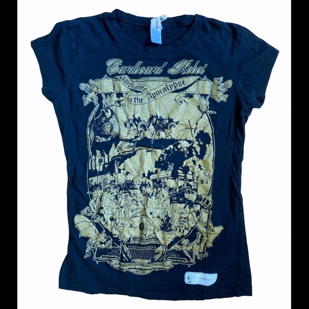 Cardboard Robot Apocalypse Black Gold Shirt Small
